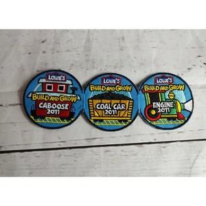 3 lowes build and grow train Engine Passenger Caboose patches